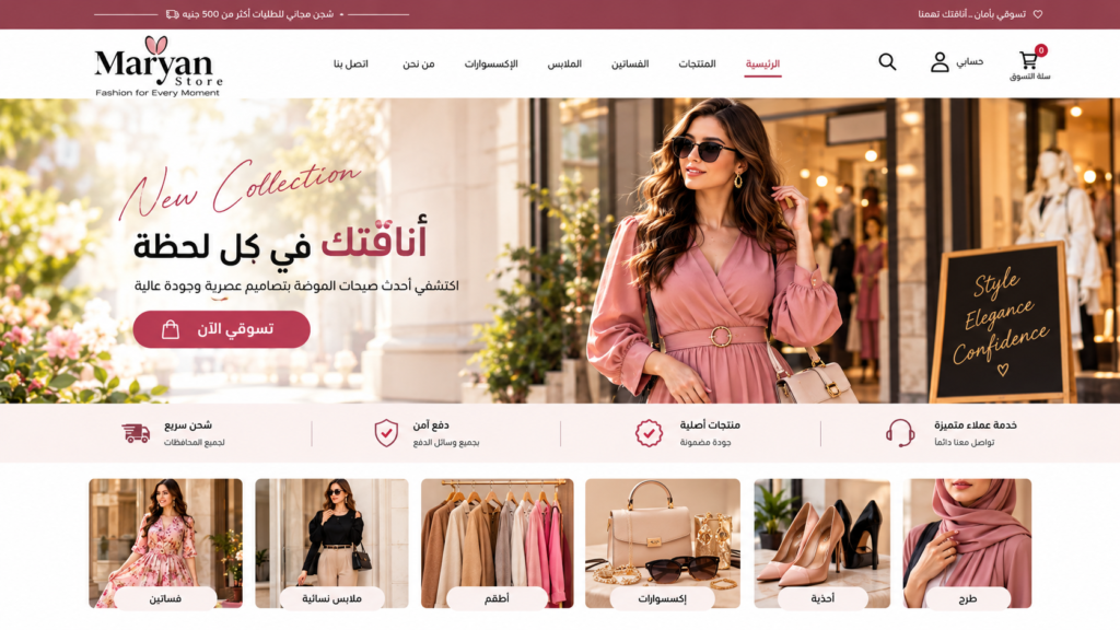 a wide polished fashion ecommerce website homepa