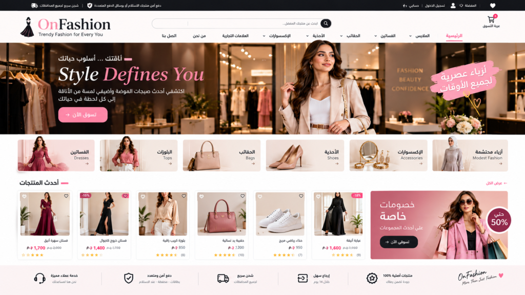 wide clean e commerce website homepage screenshot