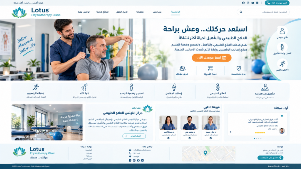 wide clean modern arabic language website homepa