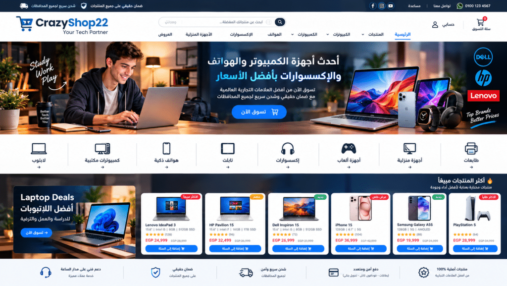 wide clean modern e commerce website homepage mo